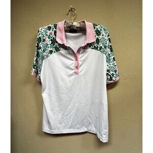 GOLFINO Womens Match Play Short Sleeve Golf Polo Shirt Size 12 White Stretch